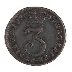 Coin - Threepence, George III, Great Britain, 1763 (Reverse)