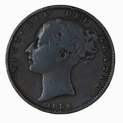 Coin - Farthing, Queen Victoria, Great Britain, 1854 (Obverse)