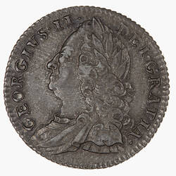 Coin - Sixpence, George II, Great Britain, 1757 (Obverse)