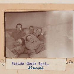 Photograph - Inside a Tent, Maadi, Egypt, Trooper G.S. Millar, World War I, 1914-1915