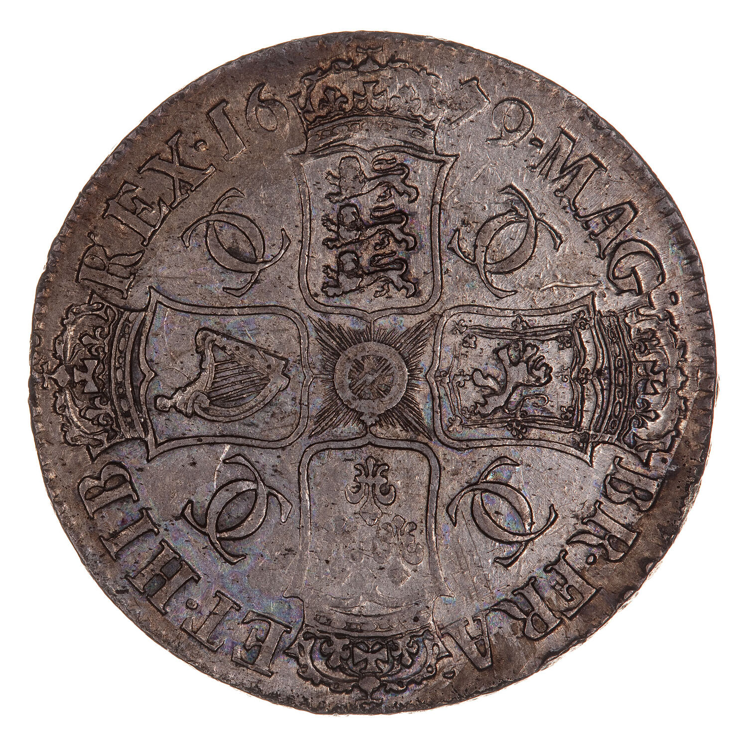 【1679年 (346年前)】イングランド チャールズ2世 Crown銀貨 Coin - Crown, Charles II, Great Britain, 1679
