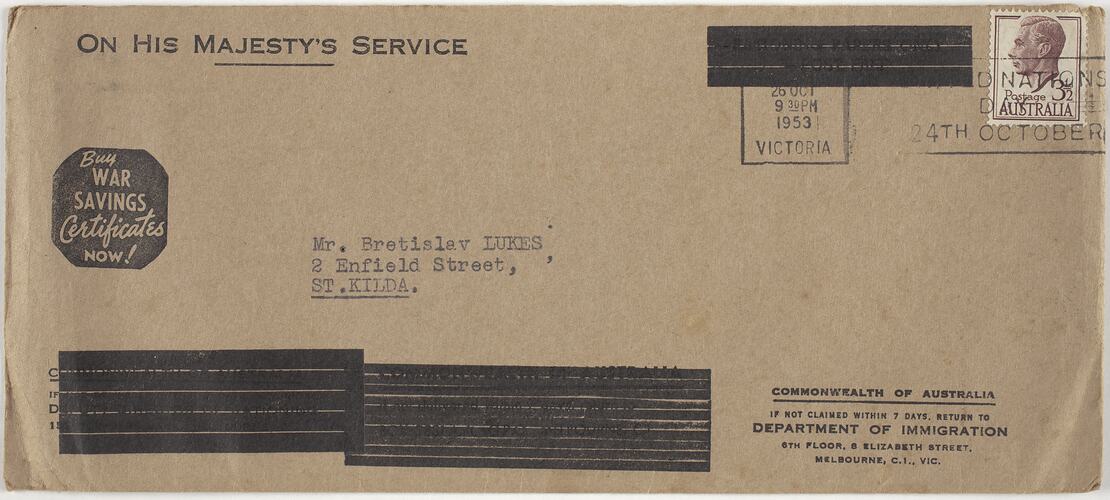 Envelope - Commonwealth of Australia, 1953