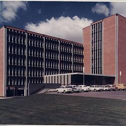 Photograph - Kodak Australasia Pty Ltd, Exterior View of Building 8 & Car Park, Head Office & Sales & Marketing at the Kodak Factory, Coburg, circa 1965