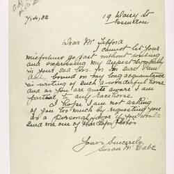 Letter - McCabe to Telford, Phar Lap's Death, 07 Apr 1932