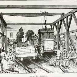 Print - Receiving Exhibits, Exhibition Building, Melbourne, 1880