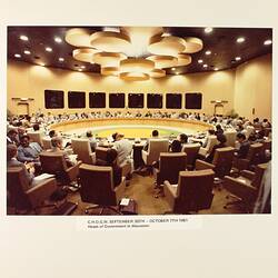 Photograph - Commonwealth Heads of Government Meeting, Heads of Government in Discussion, Centennial Hall, Royal Exhibition Building, Melbourne, 30 Sep-7 Oct 1981