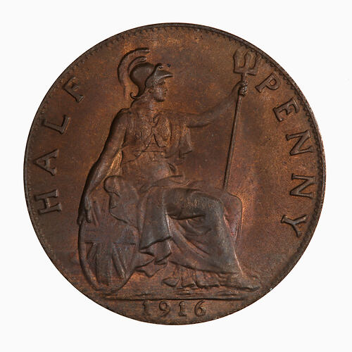 Coin - Halfpenny, George V, Great Britain, 1916 (Reverse)