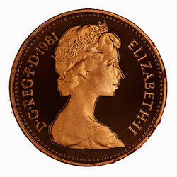 Proof Coin - 1/2 New Penny, Elizabeth II, Great Britain, 1981 (Obverse)