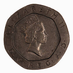 Coin - 20 Pence, Elizabeth II, Great Britain, 1985 (Obverse)