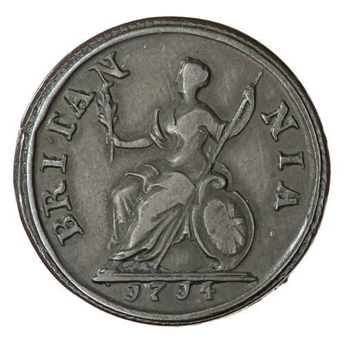 Coin - Farthing, Queen Anne, England, Great Britain, 1714 (Reverse)