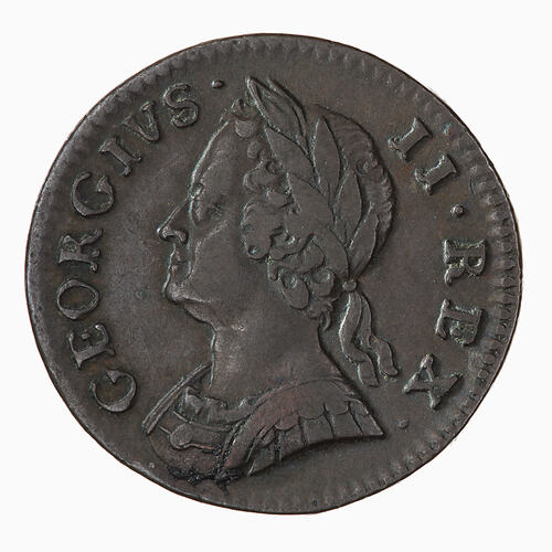 Coin - Farthing, George II, Great Britain, 1754 (Obverse)