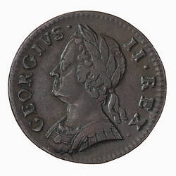 Coin - Farthing, George II, Great Britain, 1754 (Obverse)