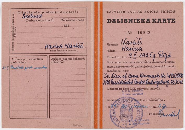 Certificate - Latvian National Society in Exile