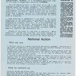 Newsletter - 'White Australia News', No.12, National Action, circa 1988