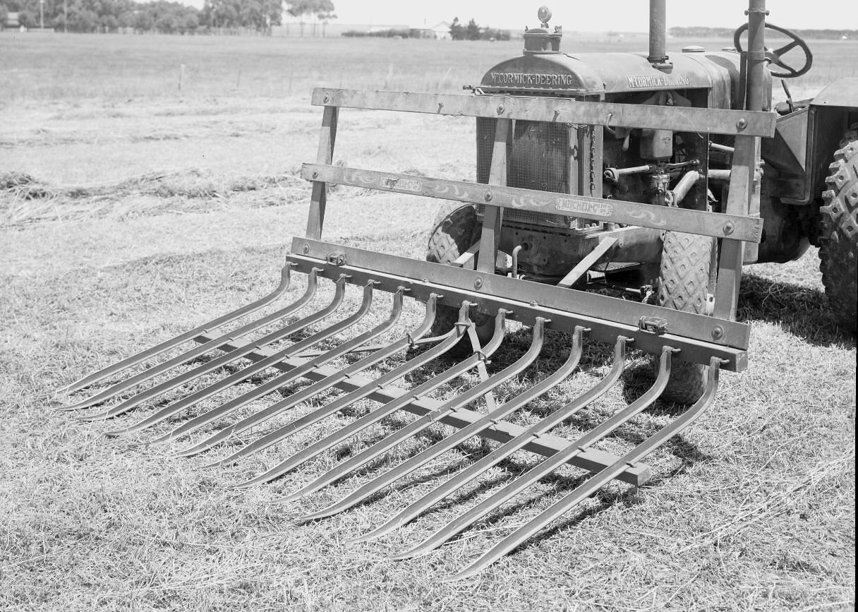 Negative International Harvester, W30 Tractor & Mitchell Sweep Rake