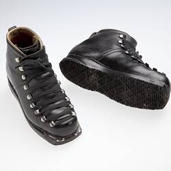 Boots - Ski, Black Leather, circa 1950