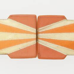Belt Buckle - Orange, Pink & Cream, circa 1930s