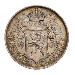 Coin - 18 Piastres, Cyprus, 1901
