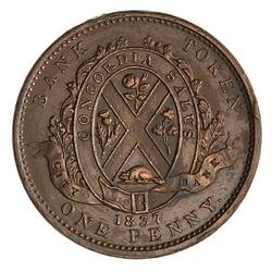 Token - 1 Penny, City Bank, Lower Canada, Canada, 1837