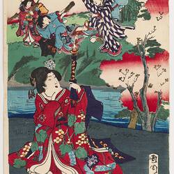 Print - Woodblock, Four Women & River, Japan, Early Meiji Period, Feb 1868