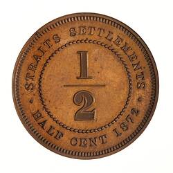 Proof Coin - 1/2 Cent, Straits Settlements, 1872