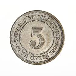 Coin - 5 Cents, Straits Settlements, 1926
