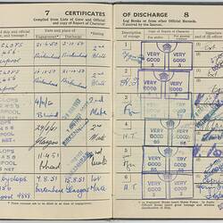 Booklet - Seaman's Record Book & Certificate of Discharge, Issued to Martin Spencer-Hogbin, Ministry of Transport