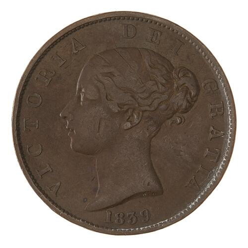 Coin - 1/2 Penny, Isle of Man, 1839