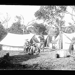 Glass Negative - Campsite, by A.J. Campbell, Furneaux Island Group, Bass Strait, Tasmania, circa 1900