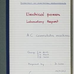 Report - Monash University, Network Analyser, 1967