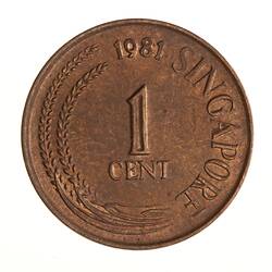 Coin - 1 Cent, Singapore, 1981