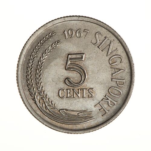 Coin - 5 Cents, Singapore, 1967