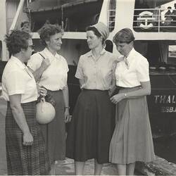 Photograph - Hope Macpherson, Mary Gillham, Susan Ingham and Isobel Bennett Before Boarding Thala Dan, Dec 1959