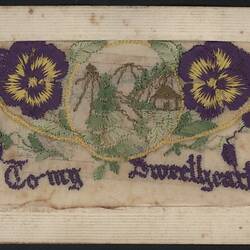 Postcard - 'To My Sweetheart', Embroidered, France, World War I, 22 Jul 1917