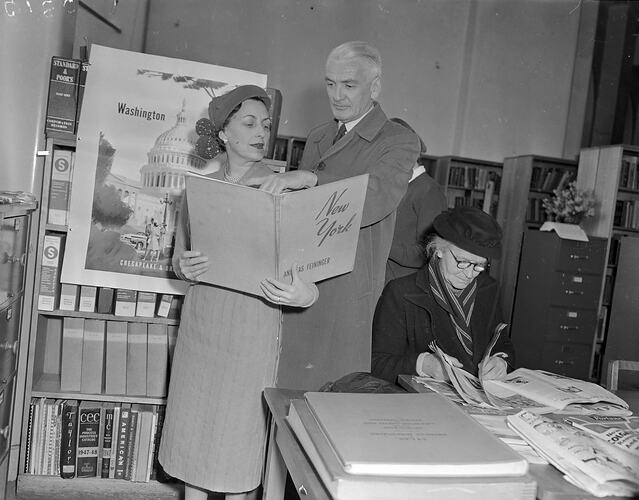 People Reading Books, Library, Melbourne, Victoria, 1953