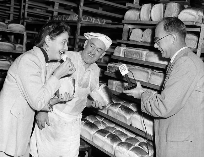 Bread Manufacturers' Association, Three People in Stockdales Bakery, South Yarra, Victoria, Jun 1954