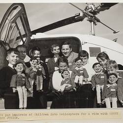 Photograph - Gerry Gee Junior, Children Standing Next to a Helicopter, Melbourne, circa 1962