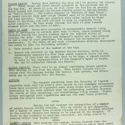 Information Sheet - P&O SS Stratheden, 'Today's Events', Approaching Aden, 20 Nov 1961
