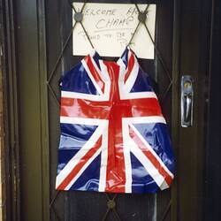 Digital Photograph - Union Jack Flag & Sign on Door, Lalor, 1993