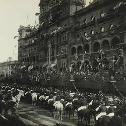 Photograph - Federation Celebrations, 'The Stockmen's Procession Passing Along Spring Street', Melbourne, 11th May1901
