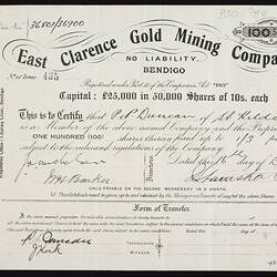 Rectangular paper with printed and handwritten text.