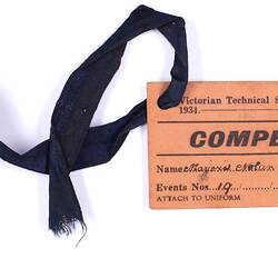 Competitor Pass - Victorian Technical Schools' Sports Union, Victorian & Melbourne Centenary Celebrations, Oct 1934