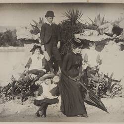 Photograph - Woman & Children at Beach-Like Setting, by A.J. Campbell, Victoria, circa 1890