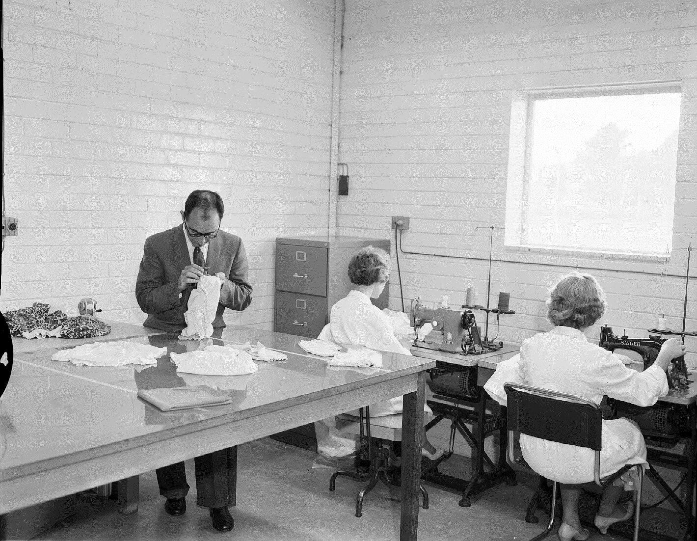 Negative British Nylon Spinners, Two Women Using Sewing Machines