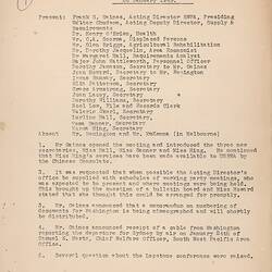 Minutes - Executive & Staff Meeting, United Nations Relief & Rehabilitation Administration, Sydney, Australia, 26 Jan 1945