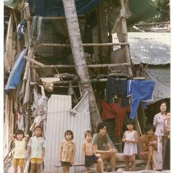 Digital Photograph - Children Outside Housing, Refugee Camp, Pulau Bidong, Malaysia, Apr 1981