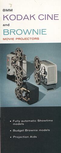 Leaflet cover with coloured image of movie projectors.