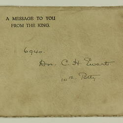 Envelope front with printing and handwriting.