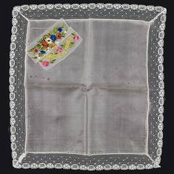 Handkerchief - 'Souvenir de France', Pink Silk, circa 1918