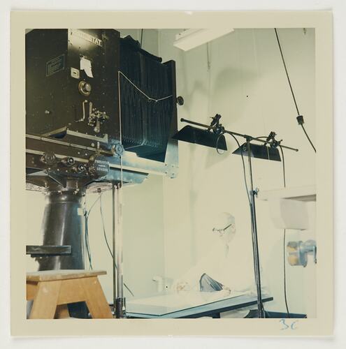Slide 181, 'Extra Prints of Coburg Lecture', Worker Using Photostat in Studio, Kodak Factory, Coburg, circa 1960s